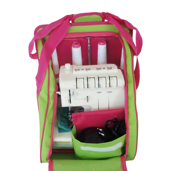 Overlocktasche grün/pink